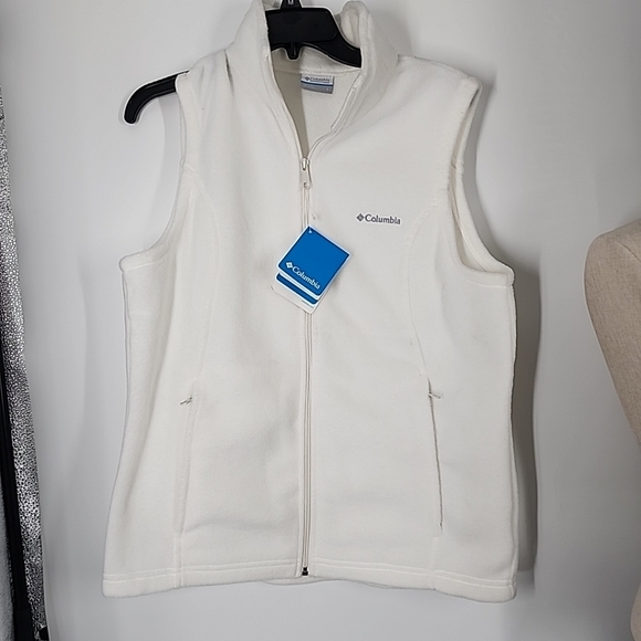Columbia Jackets & Blazers - Columbia NEW Three Rivers Fleece Vest Cream Full Zip Zipper Pockets Size Large